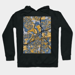 Fort Worth Map Pattern in Blue & Gold Hoodie